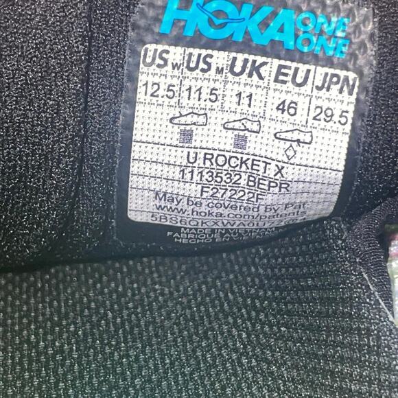 Hoka One One Rocket X 1113532 BEPR Black Men’s 11.5 / Women’s 12.5 Shoes Sneaker main image 8